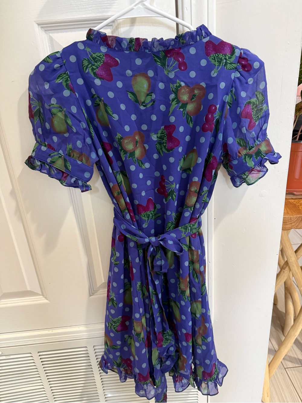 Betsey Johnson Purple Polka Dot Fruit Print Dress - Picture 2 of 3